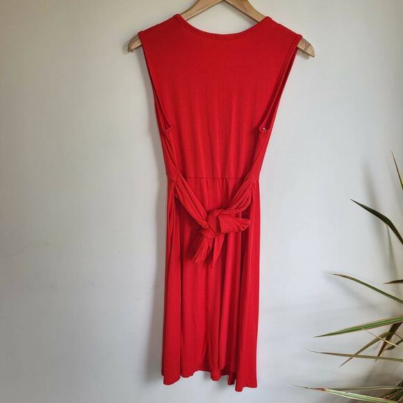 Maternal America Sleeveless Front Tie Dress - Red - Picture 7 of 13